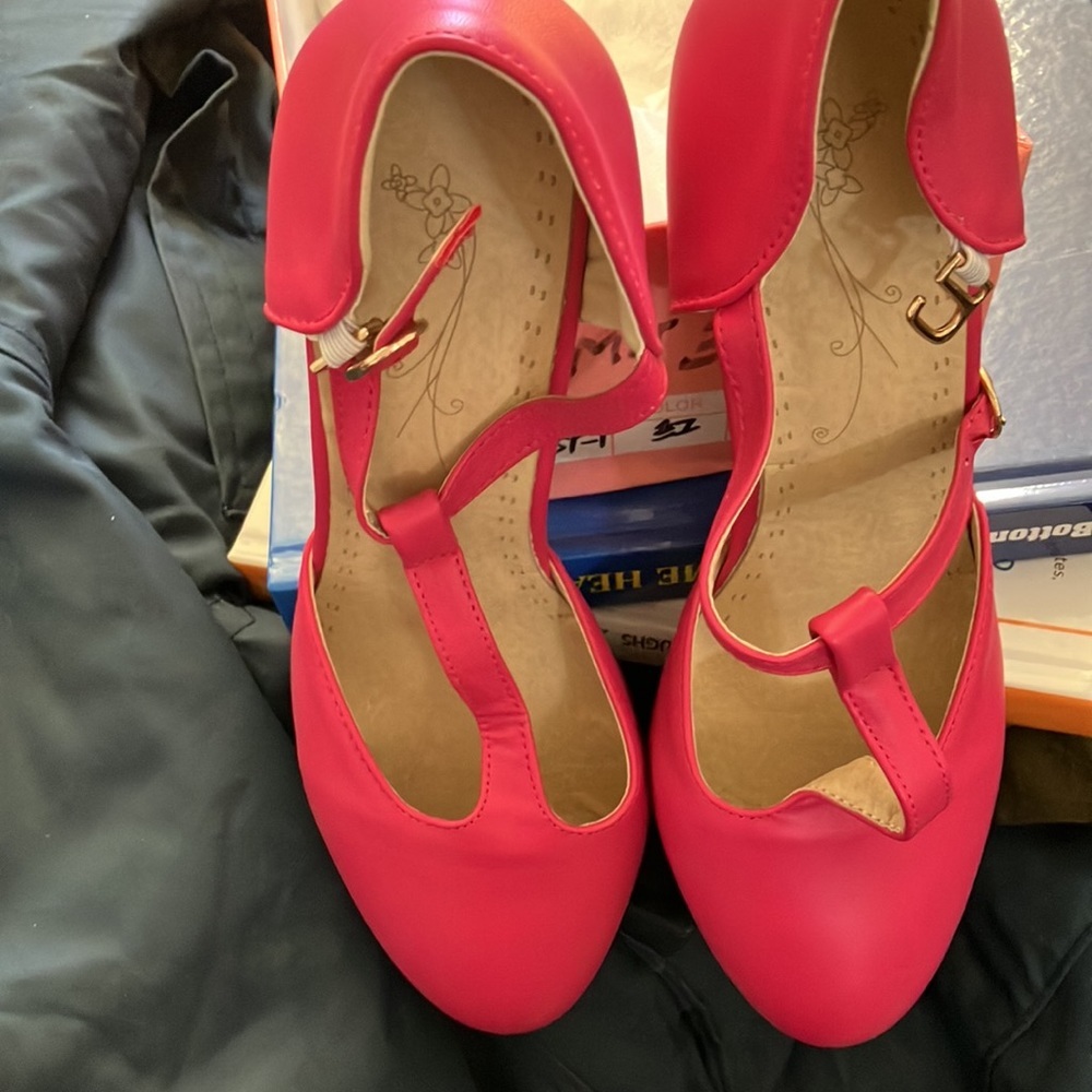 Pink t strap shoes European 43